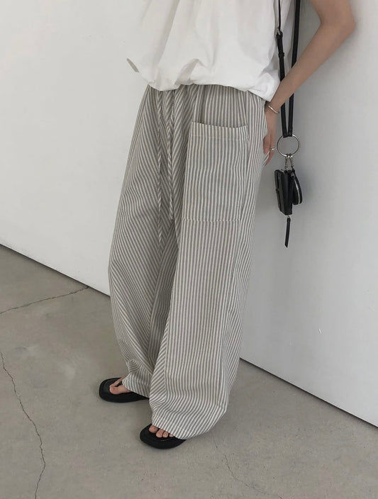 Stripe Cotton Trousers