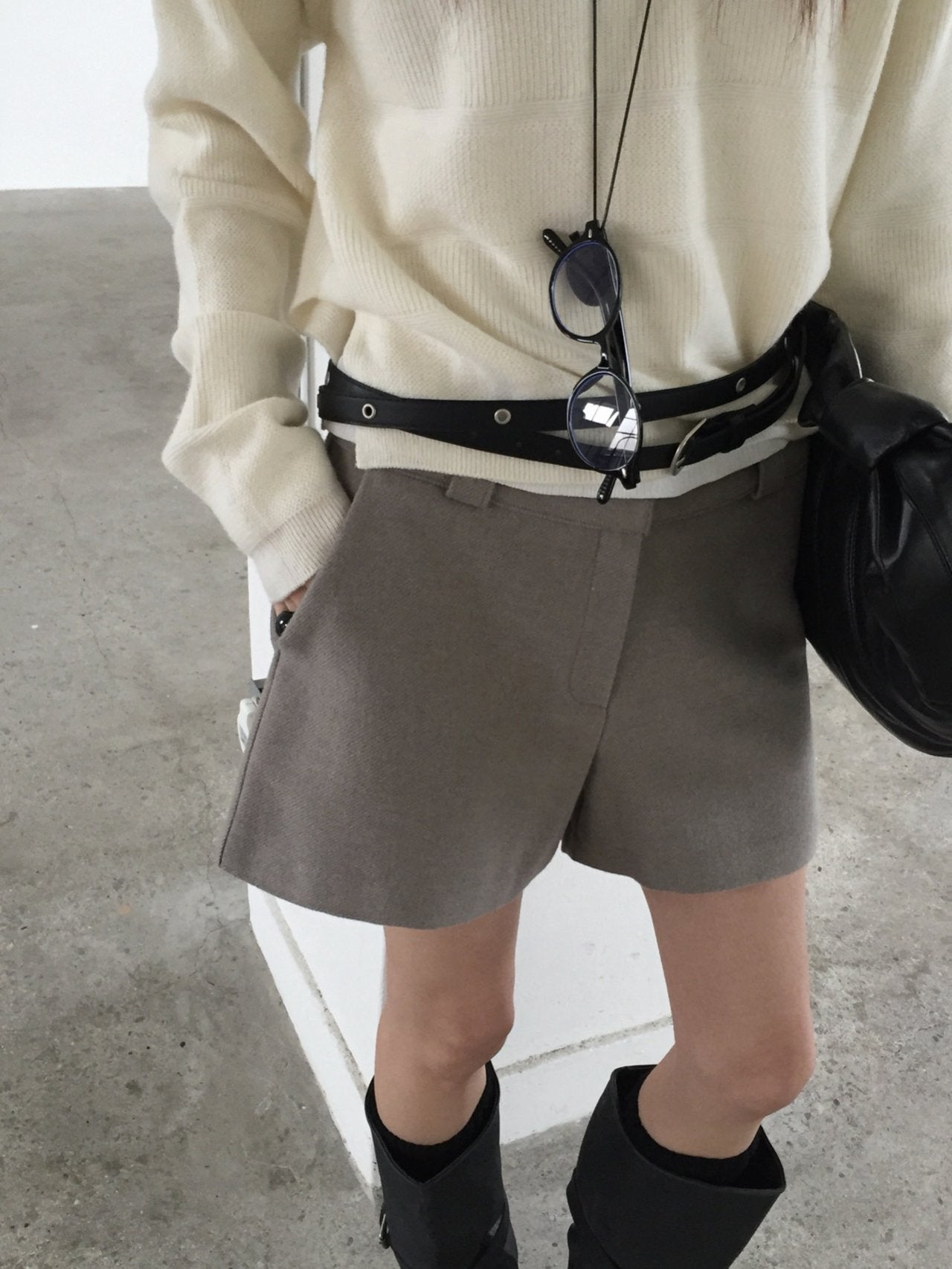 Wool Herringbone Shorts