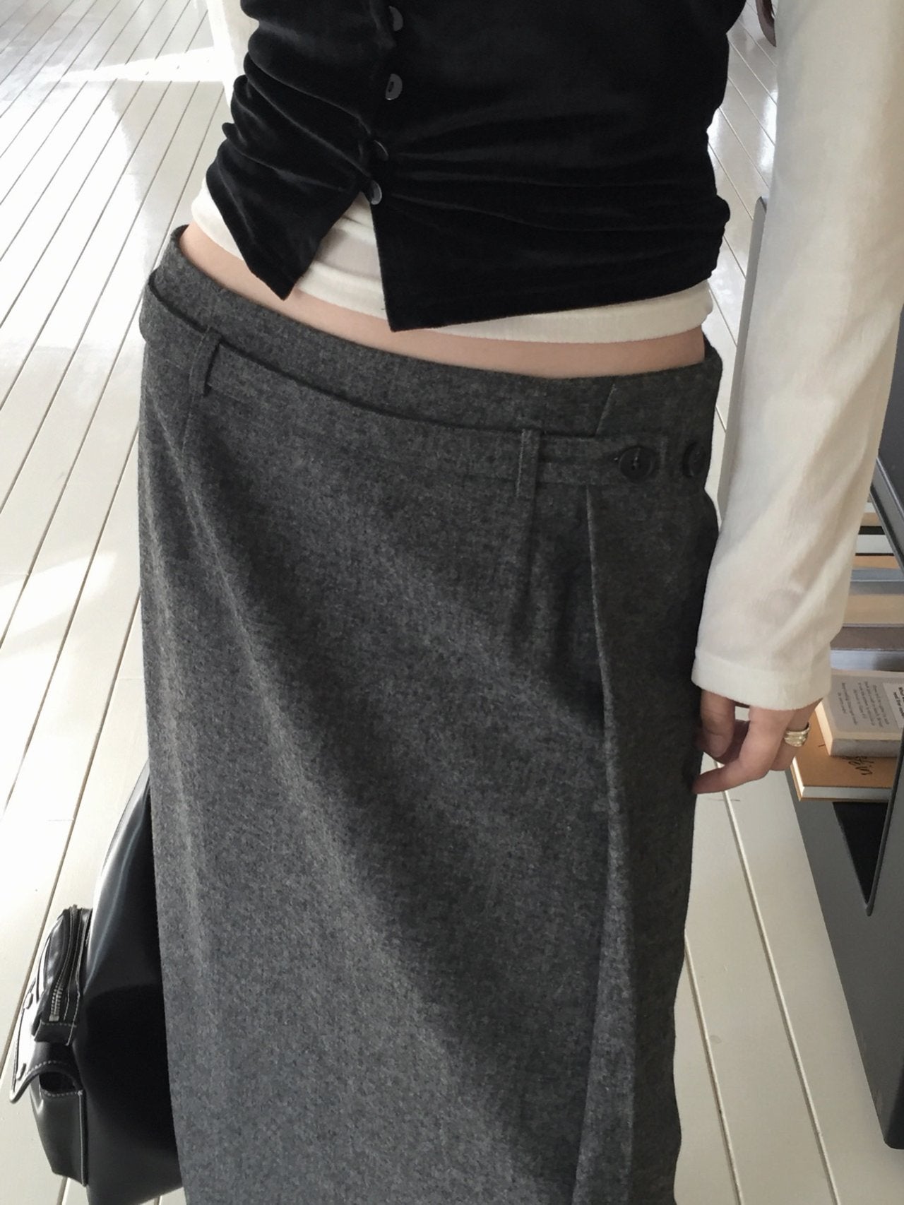 Wool Belted Maxi Skirt