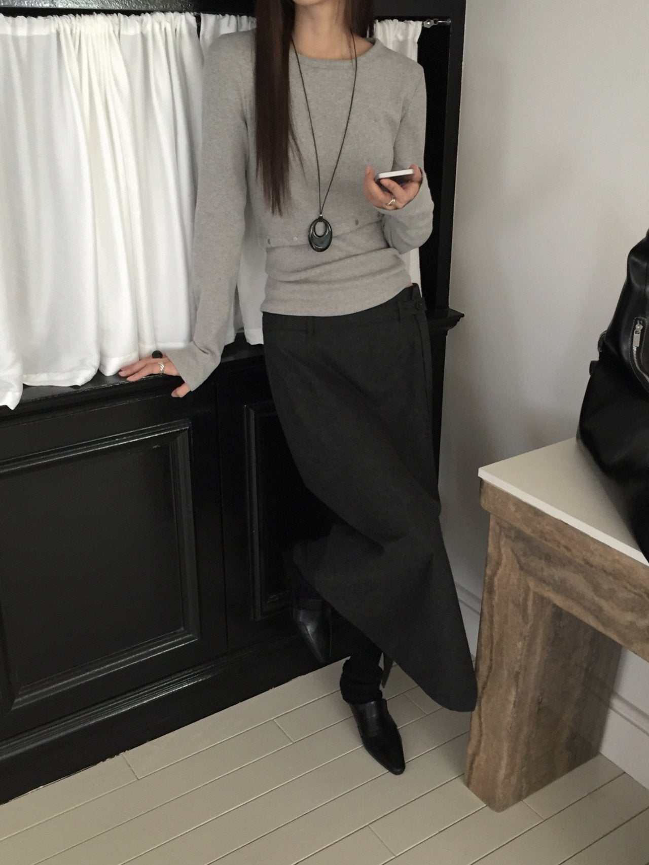 Wool Belted Maxi Skirt