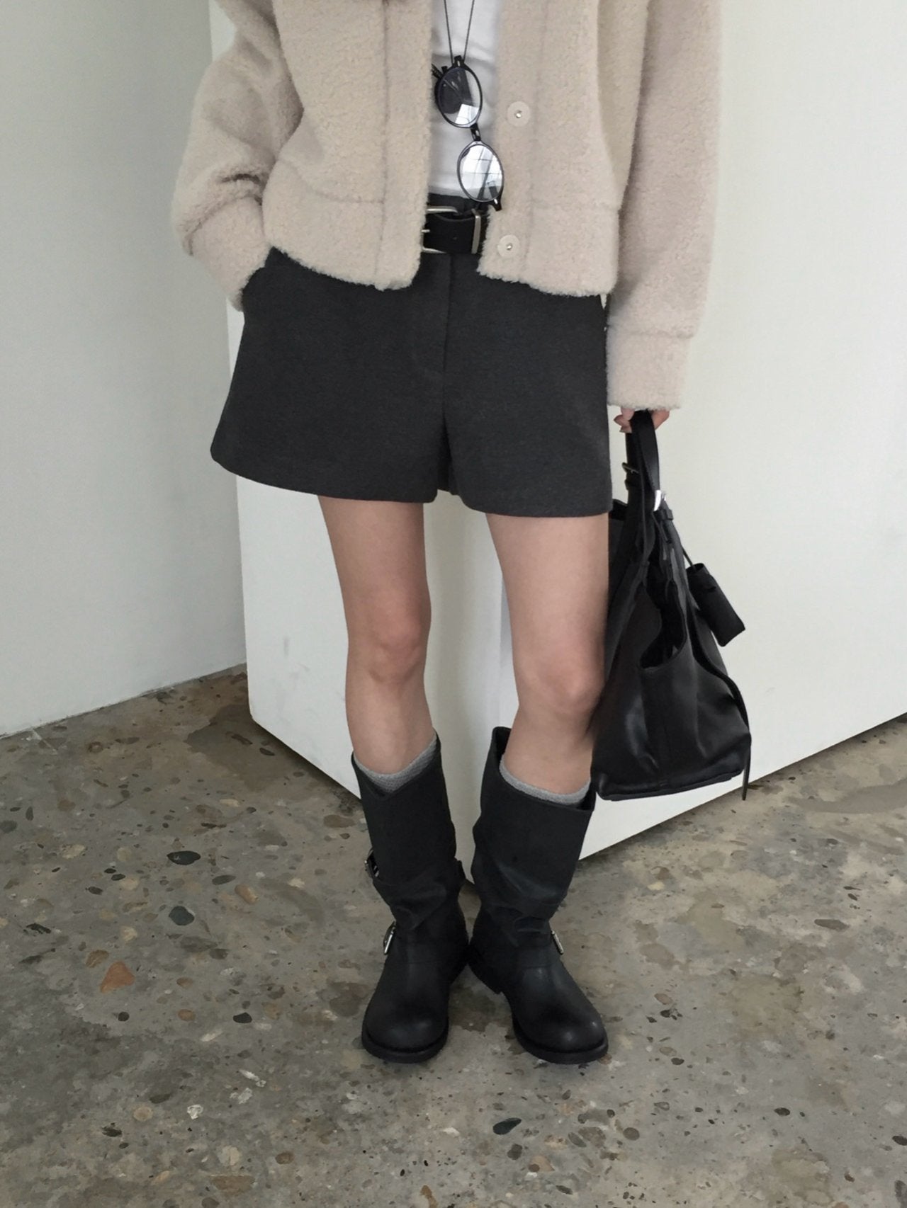 Wool Herringbone Shorts