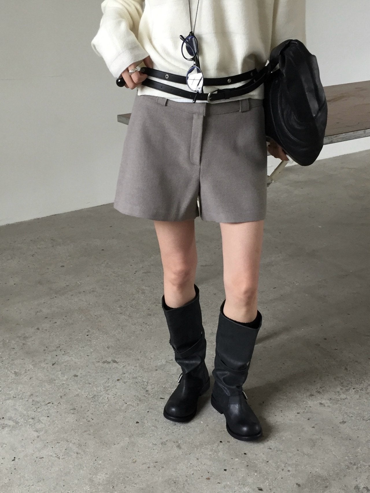 Wool Herringbone Shorts