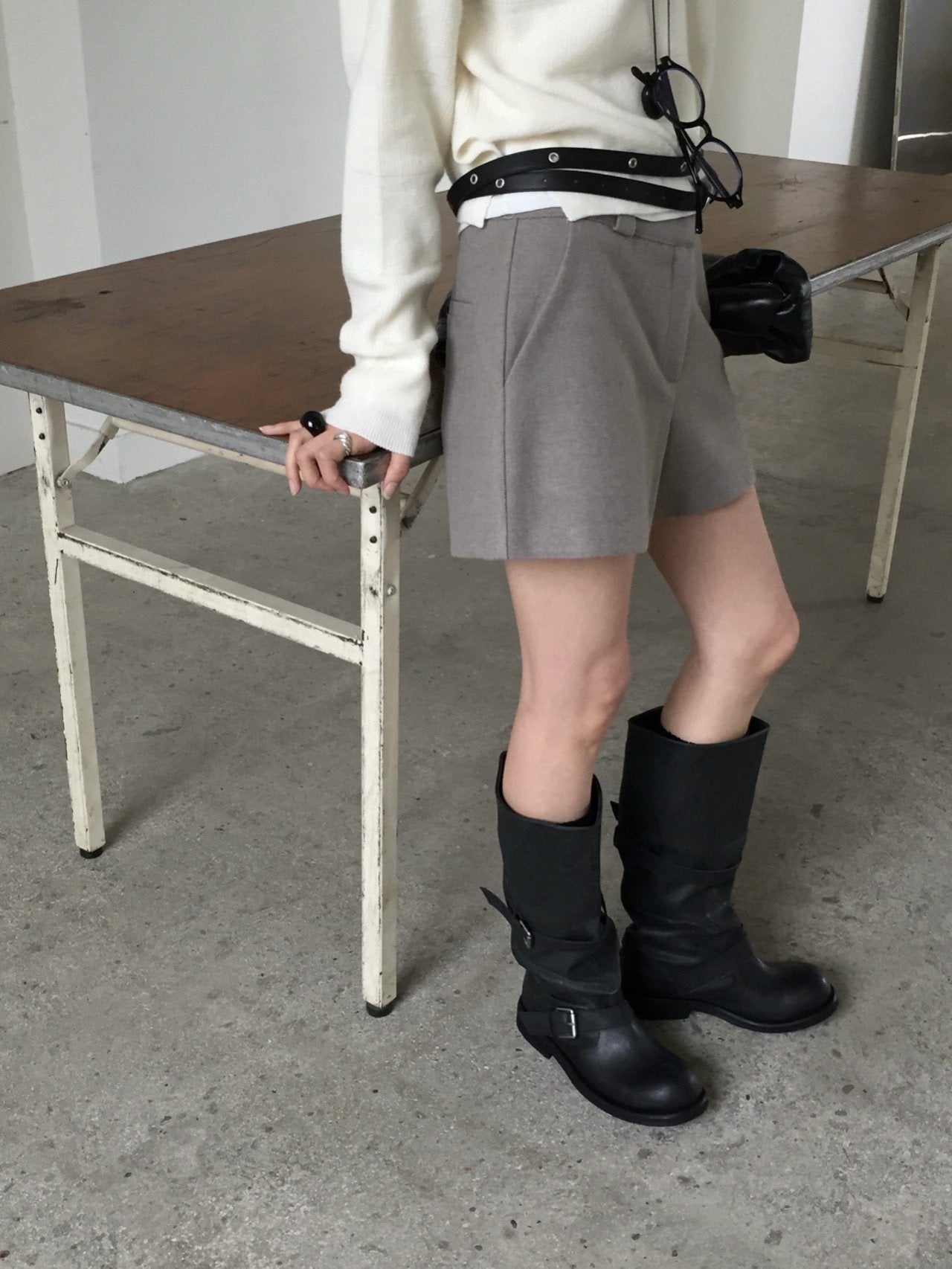 Wool Herringbone Shorts