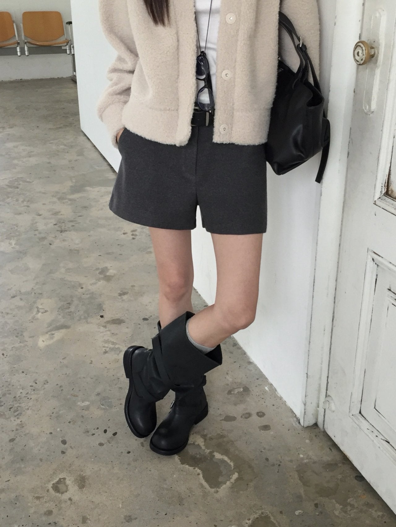 Wool Herringbone Shorts