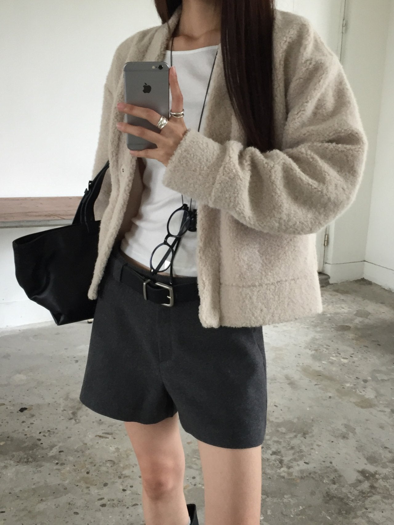 Wool Herringbone Shorts