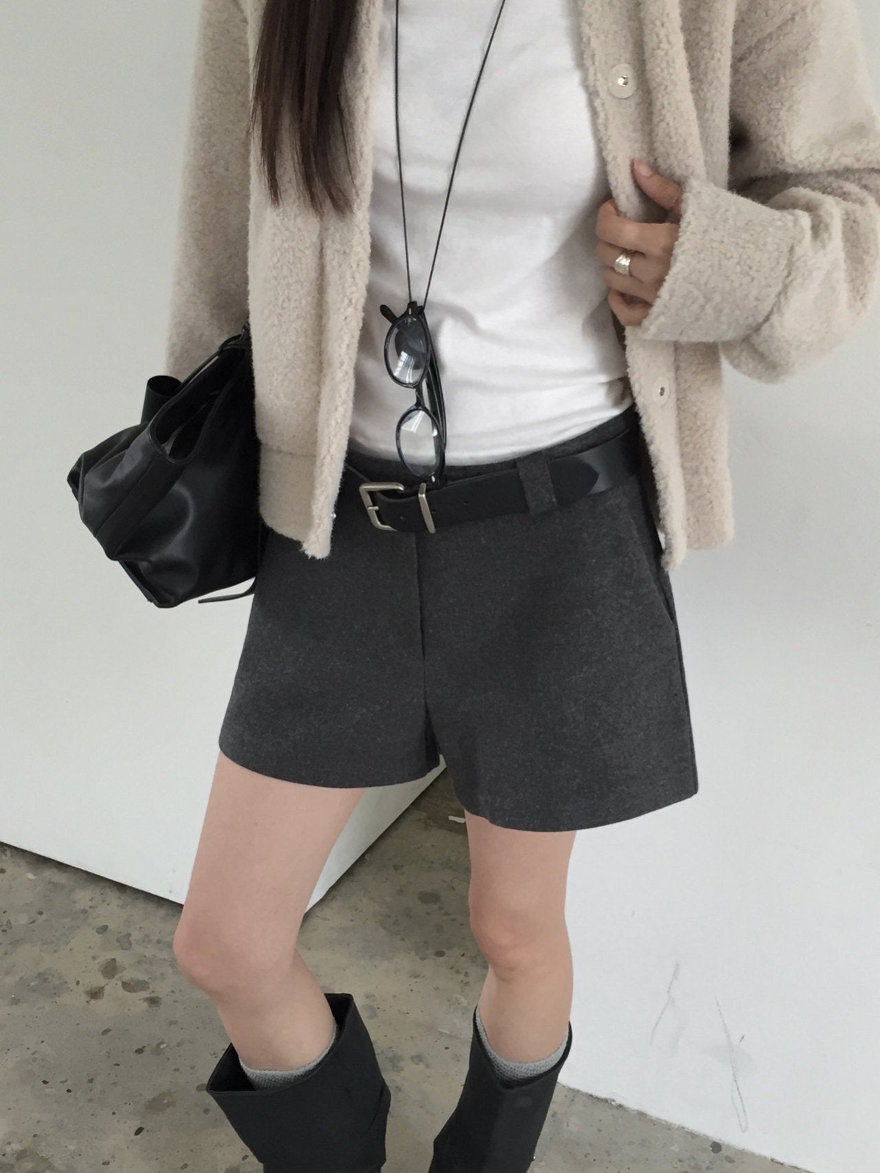 Wool Herringbone Shorts