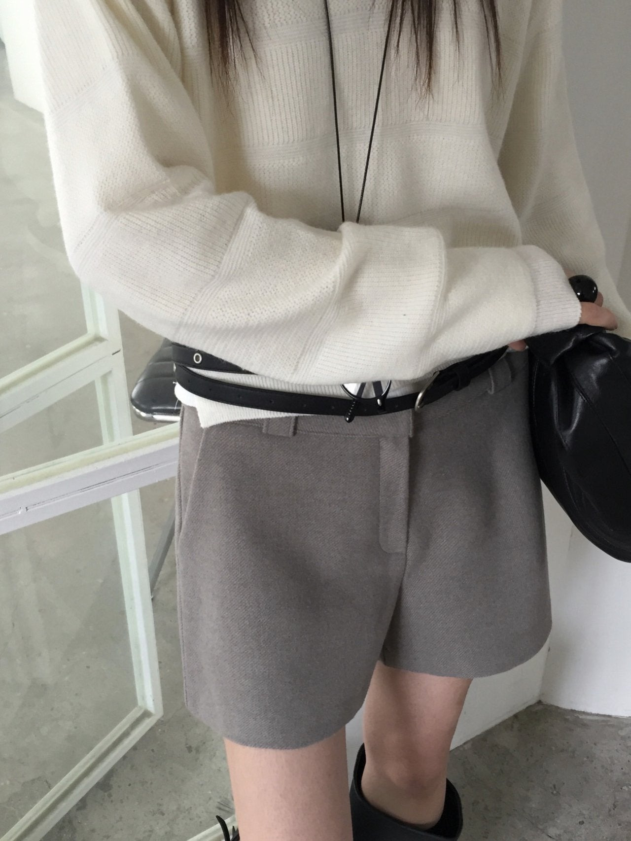 Wool Herringbone Shorts