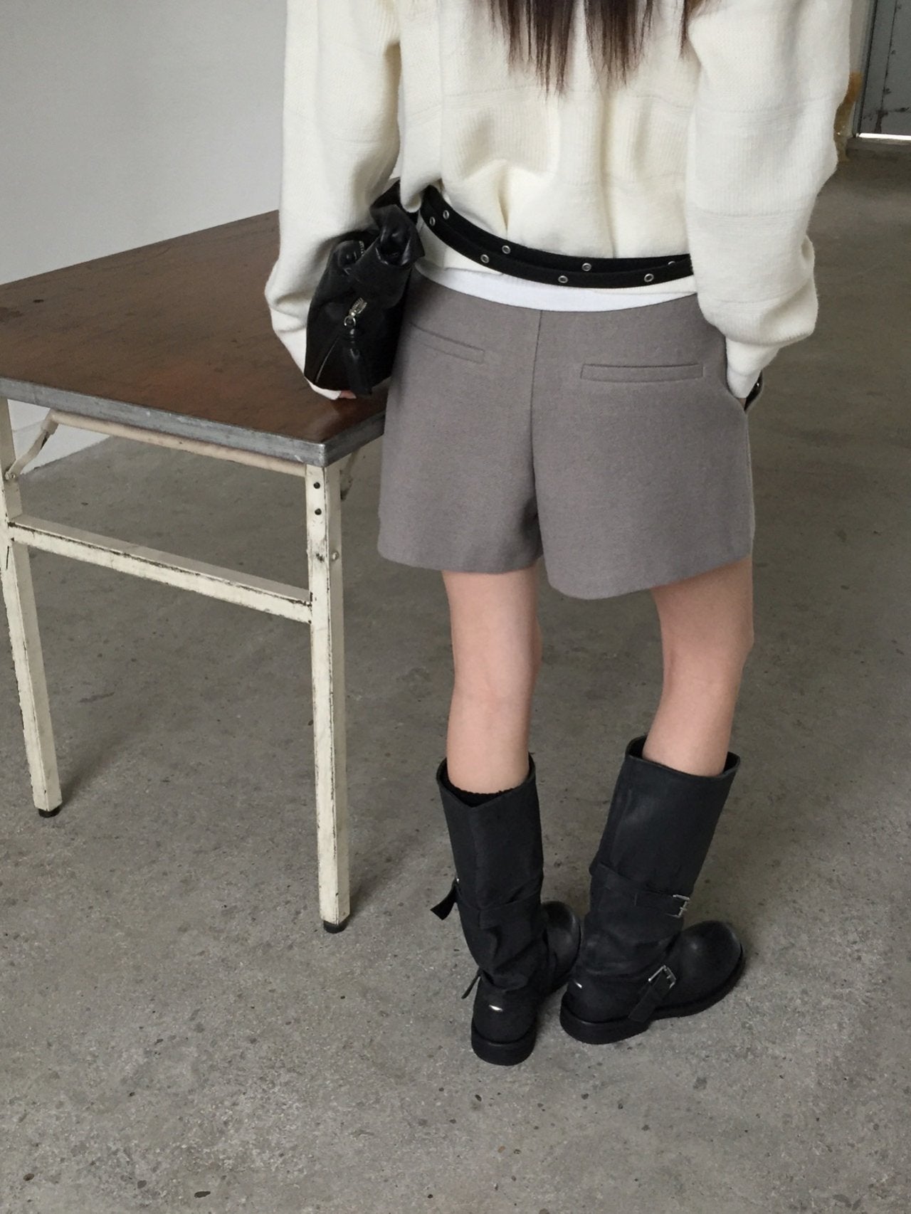 Wool Herringbone Shorts