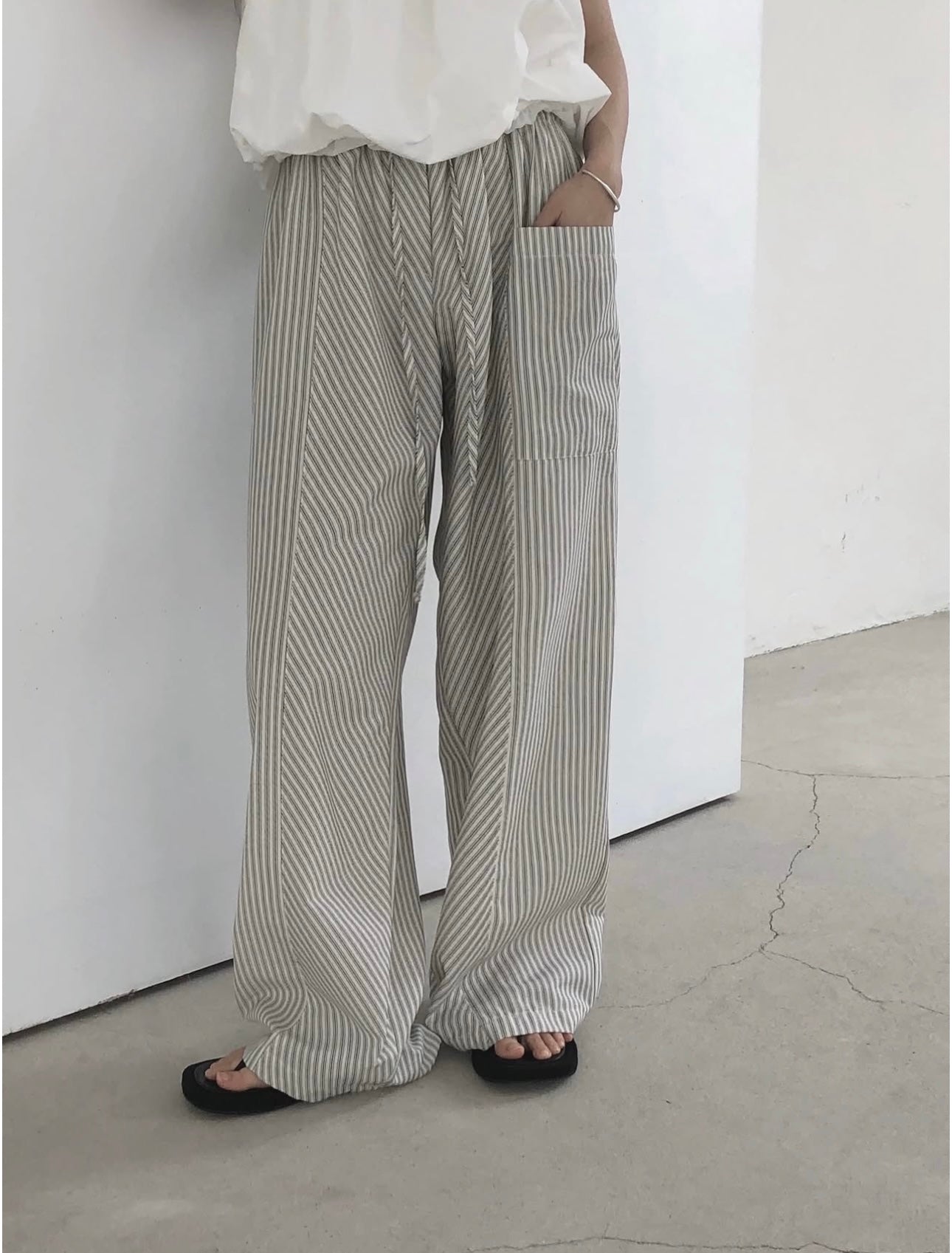 Stripe Cotton Trousers