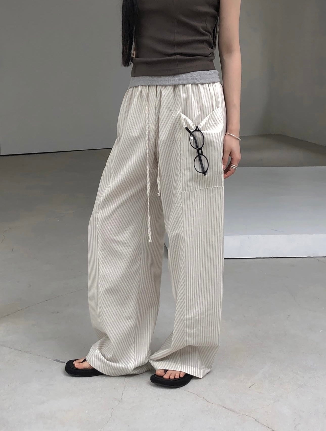 Stripe Cotton Trousers