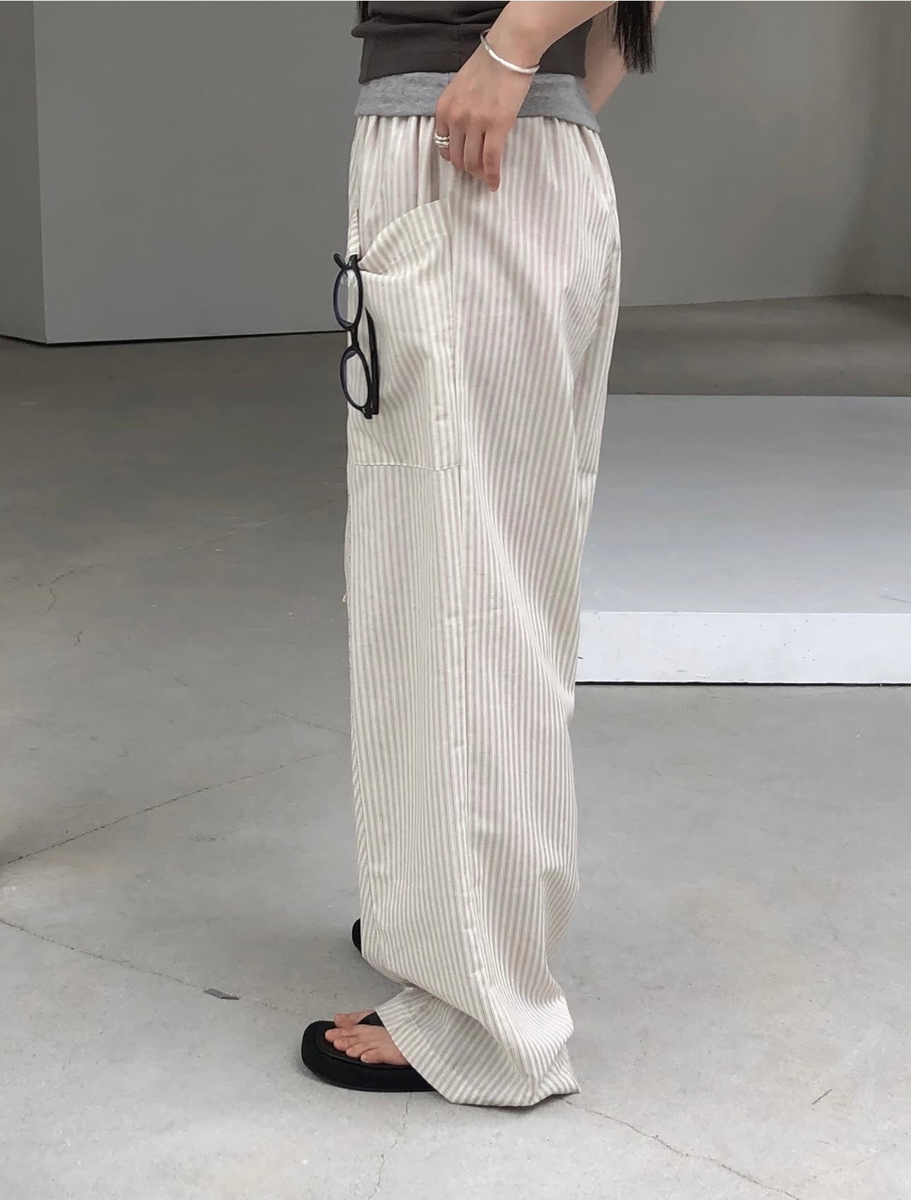 Stripe Cotton Trousers